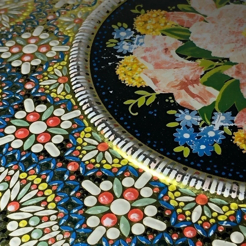 Vintage Daher 1960s Textured Mosaic Tin, Multicolor, Rare
